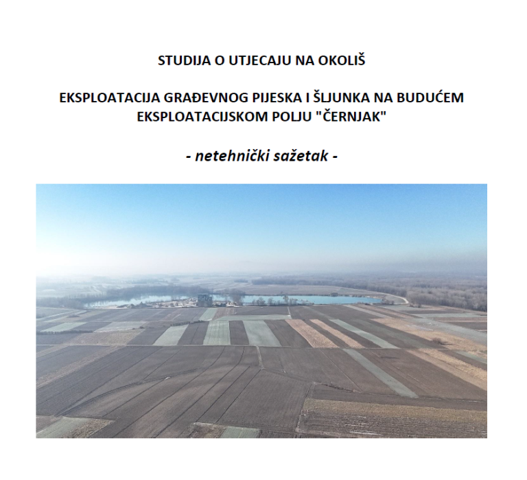 Obavijest o provođenju javne rasprave u postupku procjene utjecaja na okoliš eksploatacije građevnog pijeska i šljunka na budućem eksploatacijskom polju “Černjak”, nositelj zahvata TRGOGRAD d.o.o.