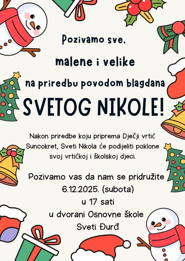 POZIV NA PRIREDBU POVODOM BLAGDANA SVETOG NIKOLE